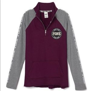 Burgundy High-Low Half Zip Pullover